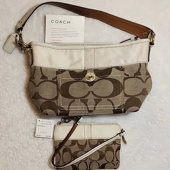 Coach Y2K Soho Brown/Beige Signature Canvas Front Pocket Baguette Bag W/ Wallet - Picture 13 of 16
